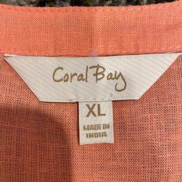 X women's Coral Bay sleeveless solid orange button regular size top XL.  EUC - Picture 3 of 4